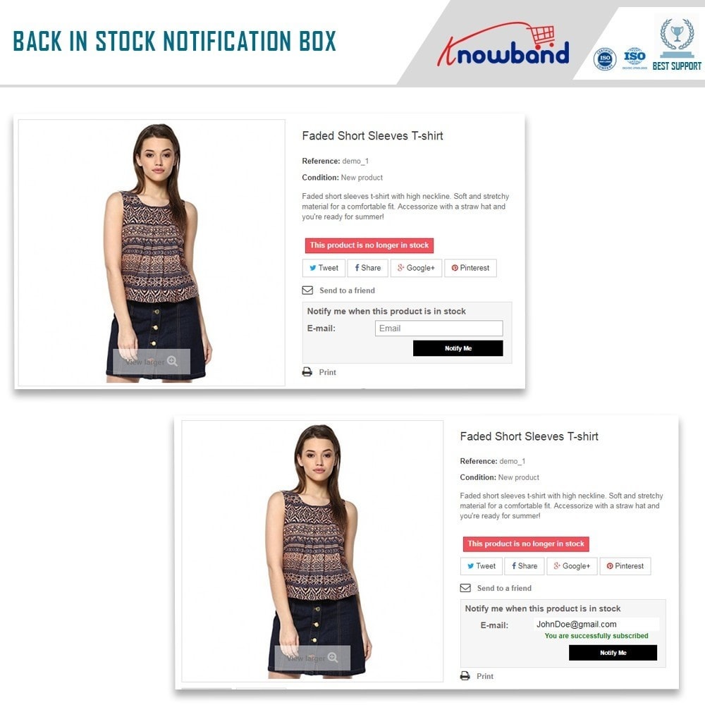 Avviso di stock di PrestaShop